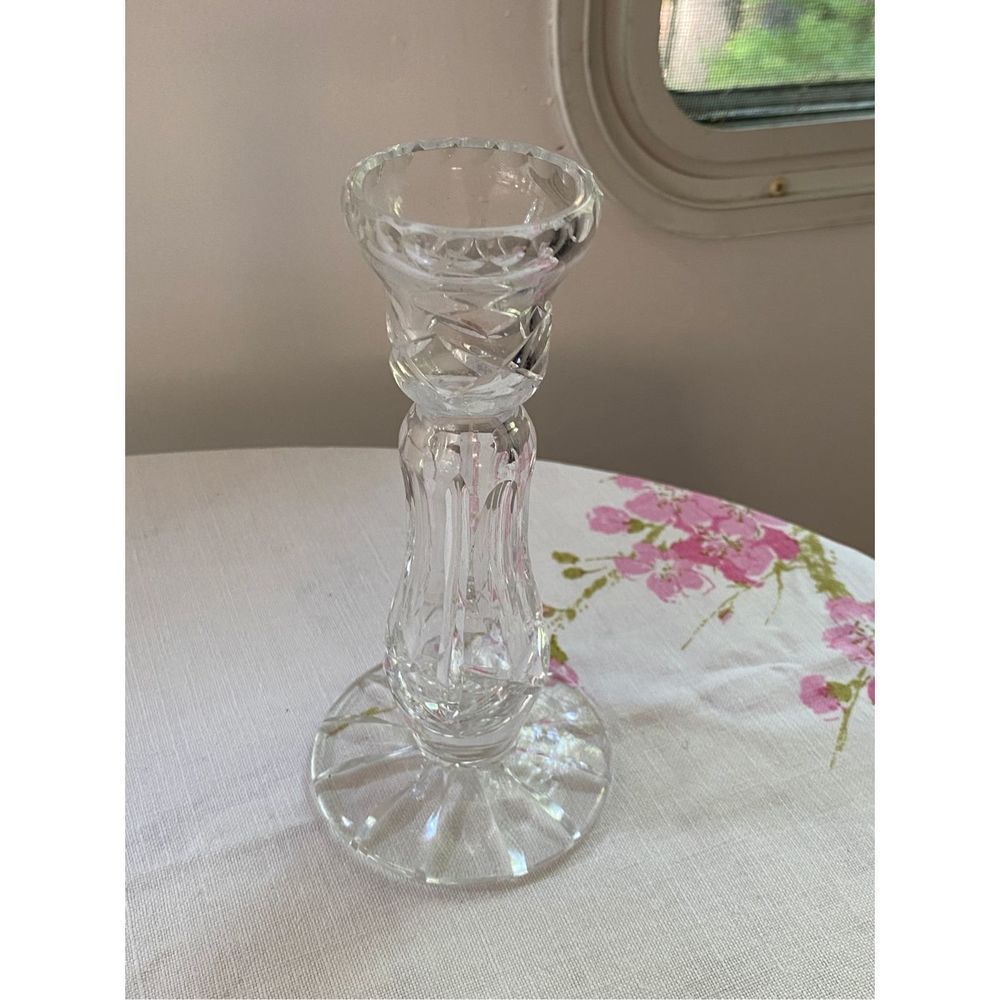 Heavy vintage glass crystal bud vase